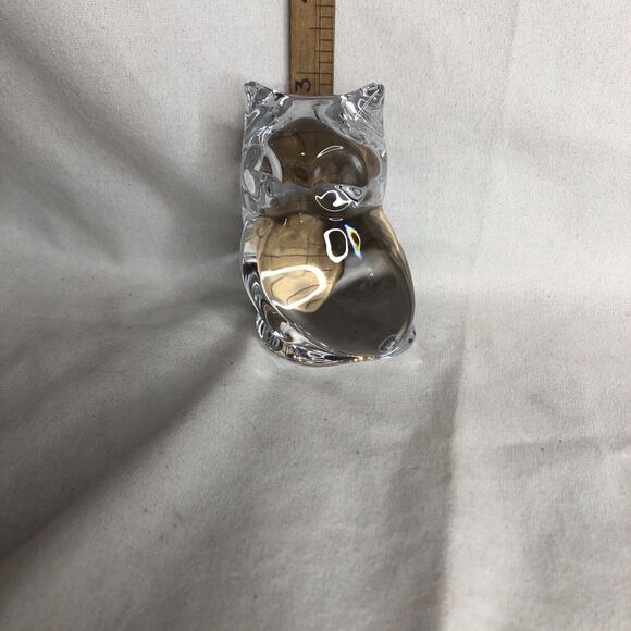 Vtg. FRANKLIN MINT 1987 Crystal OWL Clear Glass ~Made In France Label. 3" tall - Picture 6 of 10